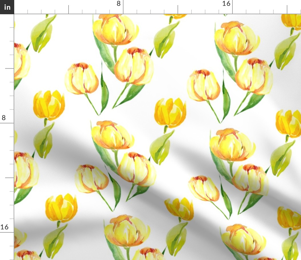 Yellow Watercolor Tulips 