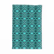 Aqua and Black Faux Brocade