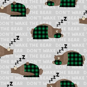 (small scale) don't wake the bear -green on grey  ZZZs C19BS