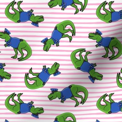 Police Trex - Dinosaur - pink stripes - LAD19