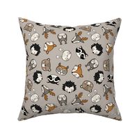 cute woodland animal heads – grey