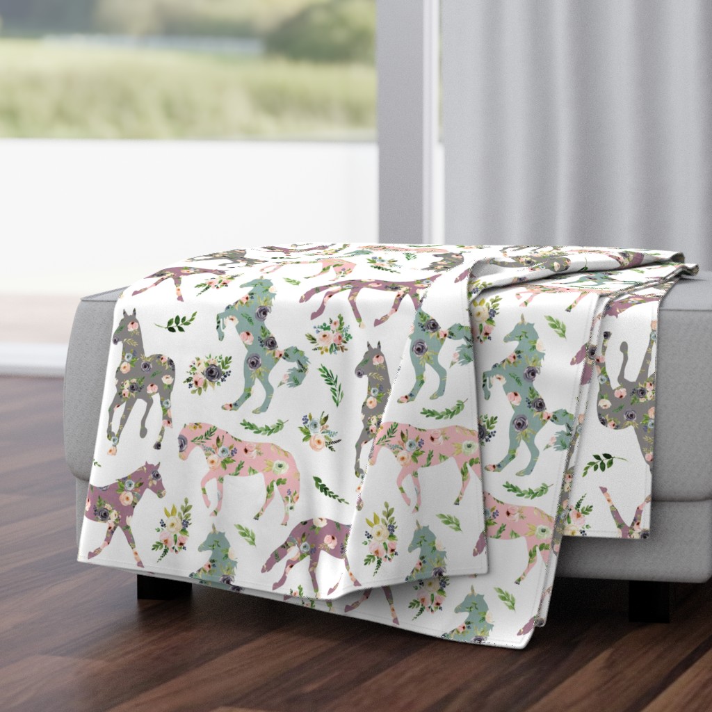 floral patchwork horses