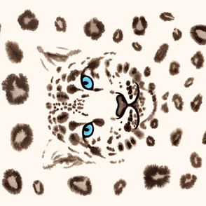 Watercolor Snow Leopard 1