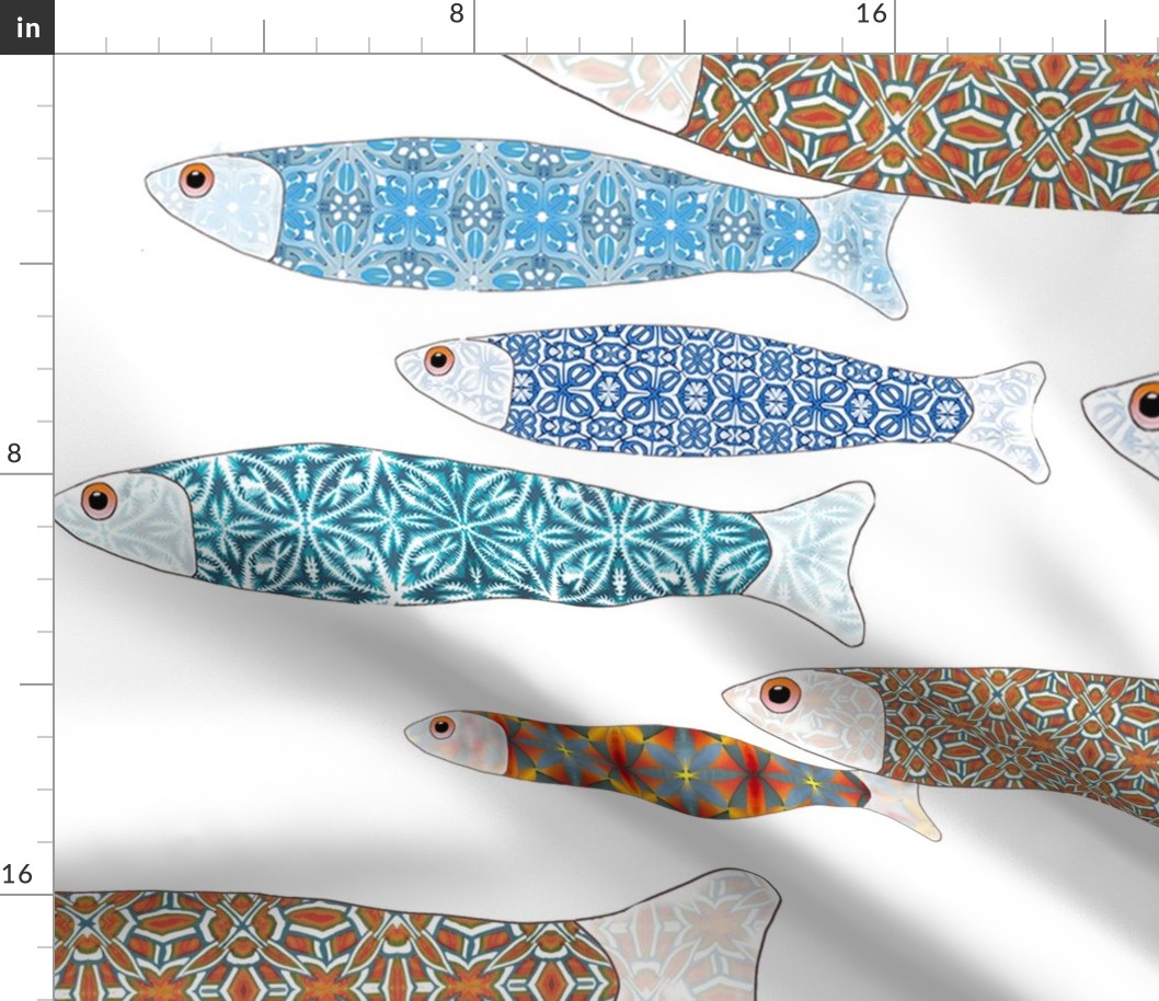 millefiori fish repeating spoonflower transparent background