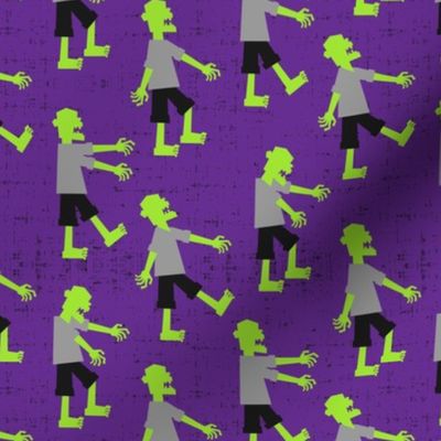 Zombie walk - halloween fabric - purple - LAD19