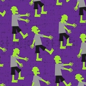 Zombie walk - halloween fabric - purple - LAD19