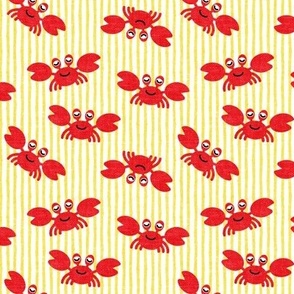 (small scale) cute crabs - nautical summer - yellow stripes - LAD19BS