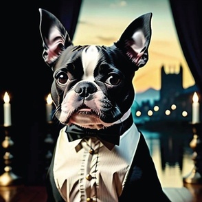 Boston Terrier Bow Tie and candle light