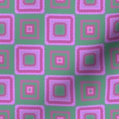 Lilac Pink and Green Tiled Squares