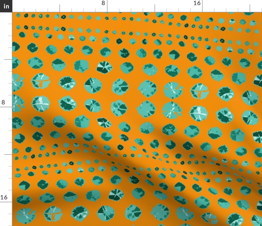 Shibori Abstract Aqua on Orange