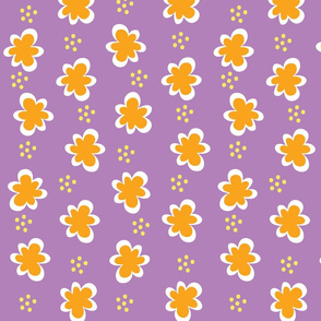 Orange Flowers _ Yellow Dots on Violet