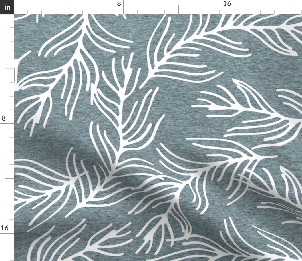 Large Fern Branches (heather pond) Home Decor Bedding, GingerLous