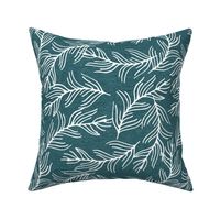 Half Scale Fern Branches (heather teal) Home Decor Bedding, GingerLous