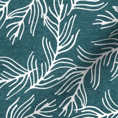 Half Scale Fern Branches (heather teal) Home Decor Bedding, GingerLous