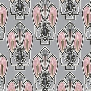 Art Deco Frog Pink and Gray