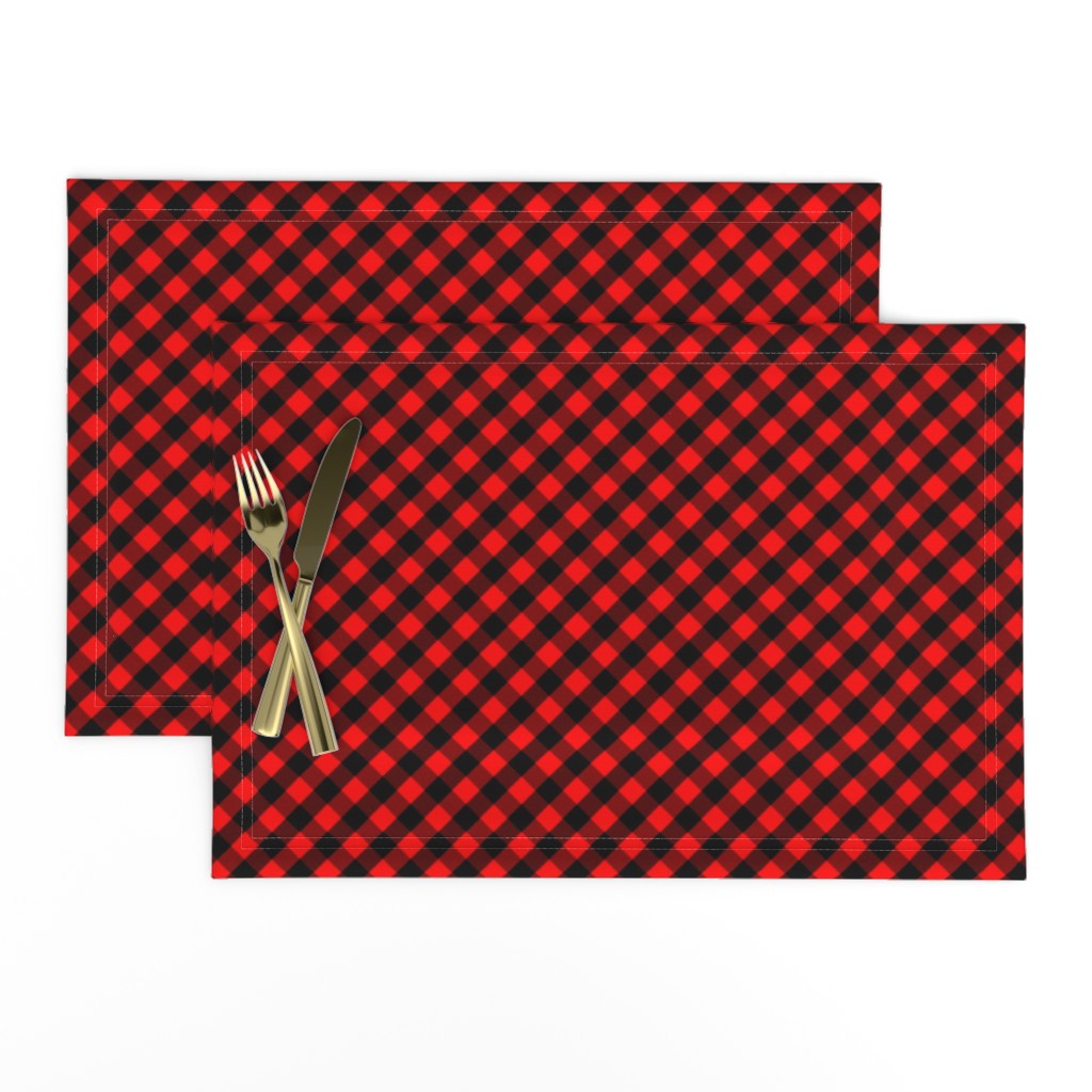 Diagonal Red and Black Mini 1/2 Inch Buffalo Checks