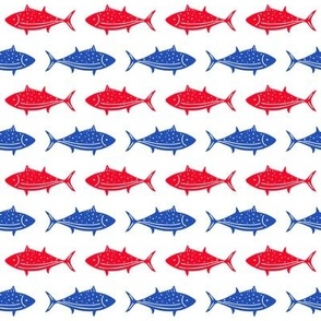 Fish Parade Red White And Blue