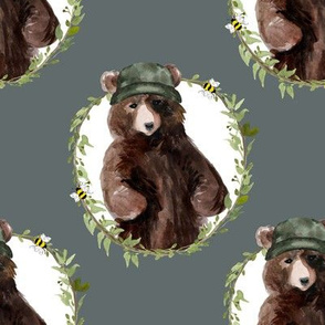 8" Boy Bear Wreath - Stormy Green Back
