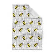 8" Bumble Bee Print Black Polka Dots