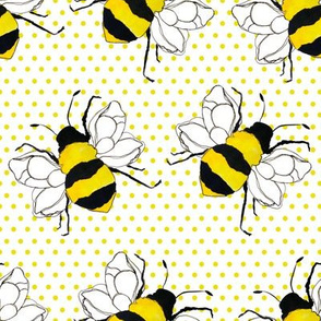 8" Bumble Bee Print Yellow Polka Dots