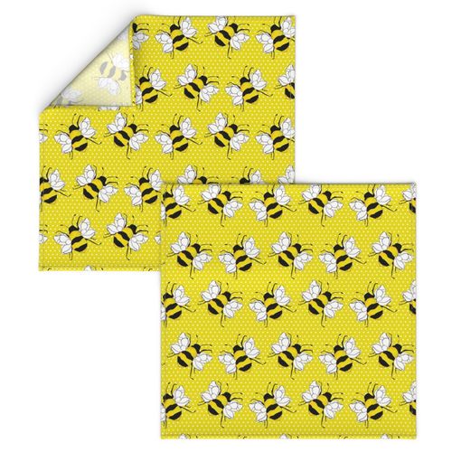 8" Bumble Bee Yellow with White Polka