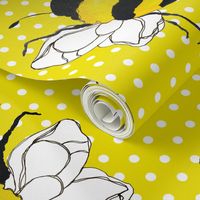 8" Bumble Bee Yellow with White Polka