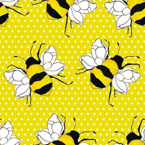 8" Bumble Bee Yellow with White Polka