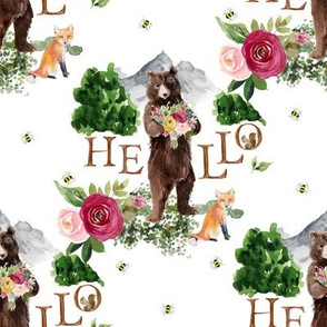 8" Hello Woodland Floral Bear with Bees