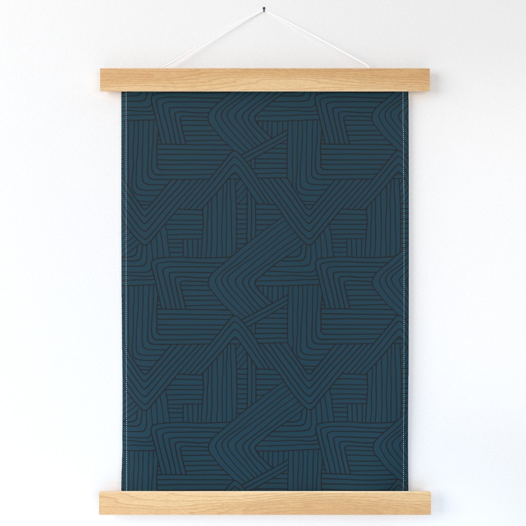 Little Maze stripes minimal Scandinavian grid style trend abstract geometric print winter navy blue