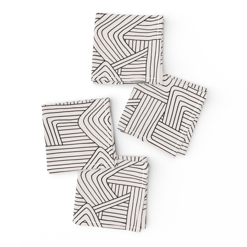 Little Maze stripes minimal Scandinavian grid style trend abstract geometric print monochrome off white black