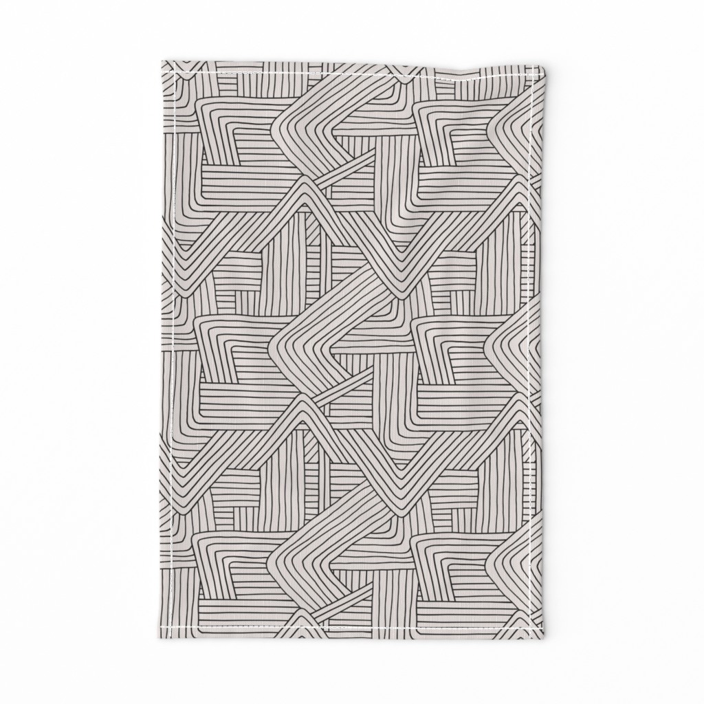 Little Maze stripes minimal Scandinavian grid style trend abstract geometric print monochrome off white black