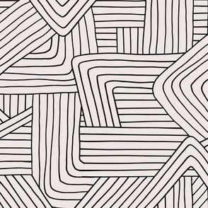 Little Maze stripes minimal Scandinavian grid style trend abstract geometric print monochrome off white black