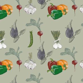 vegetables  hand drawing pattern by m .Sali 