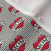 (1" scale) mom heart tattoo - red on stripes C19BS