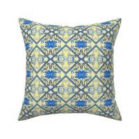 Blue and Yellow Imitation Brocade