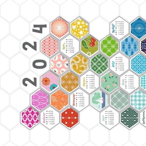 2023 Rainbow Hexies Tea Towel Calendar & Wall Hanging*