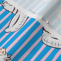 Llama pool floats - summer floaties - blue and pink stripes - LAD19
