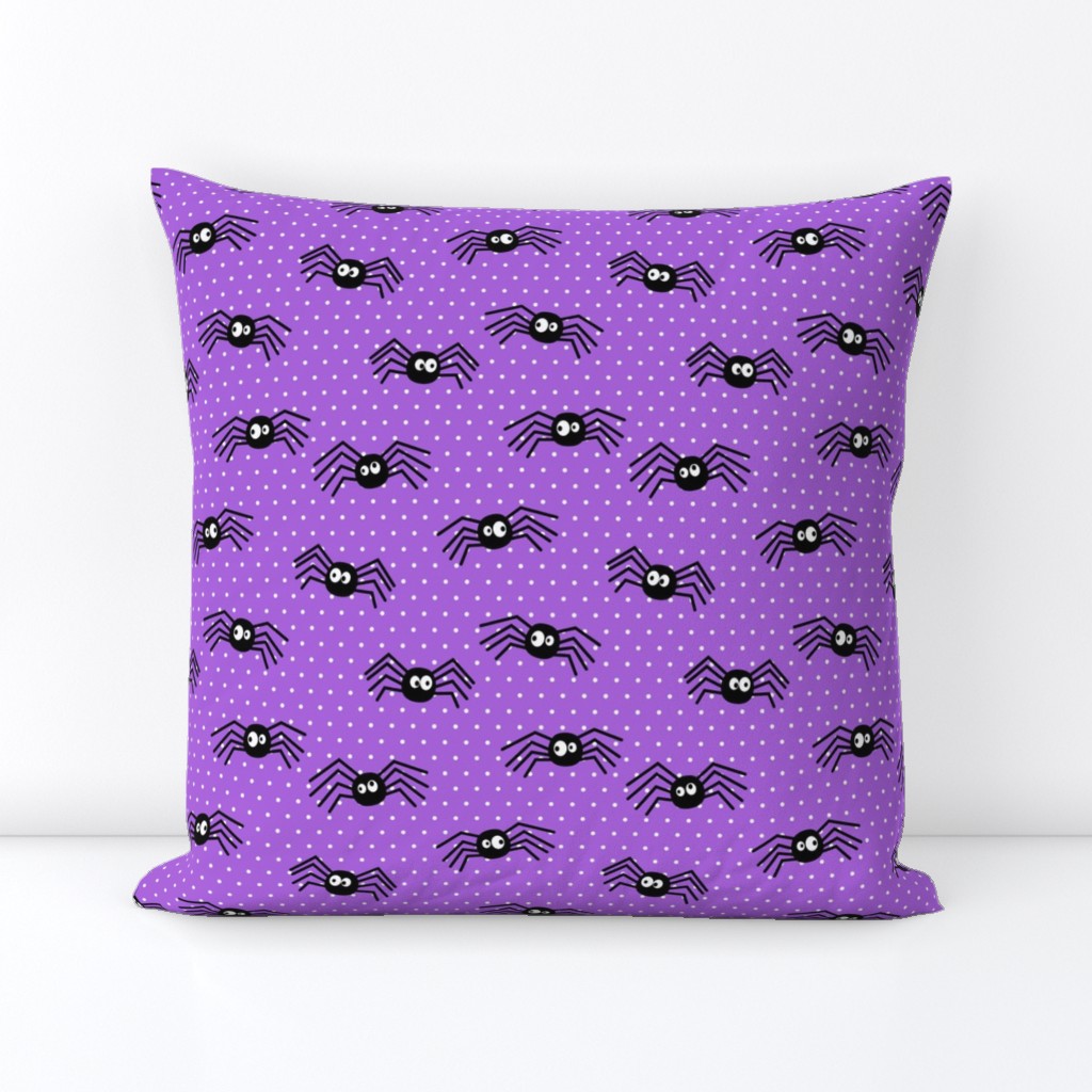 Cute Spiders - Halloween - purple polka dots - LAD19