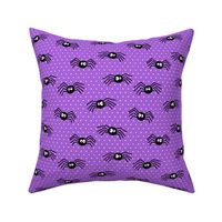 Cute Spiders - Halloween - purple polka dots - LAD19