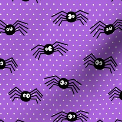 Cute Spiders - Halloween - purple polka dots - LAD19