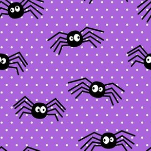 Cute Spiders - Halloween - purple polka dots - LAD19