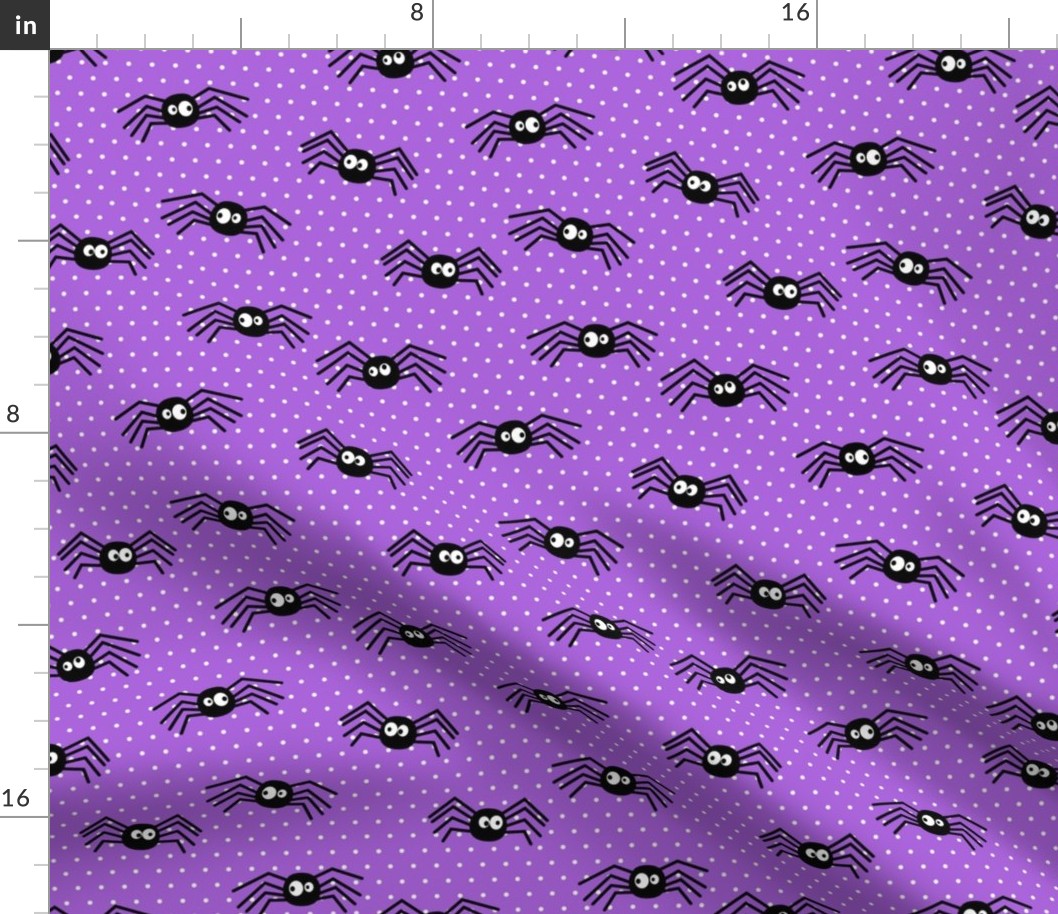 Cute Spiders - Halloween - purple polka dots - LAD19