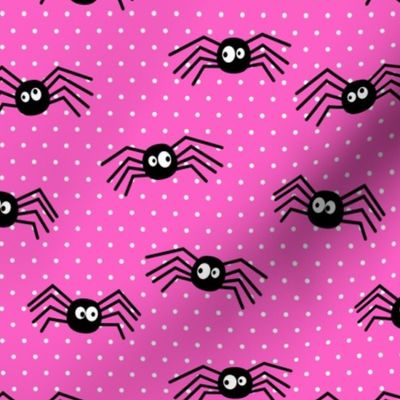 Cute Spiders - Halloween - pink polka dots - LAD19