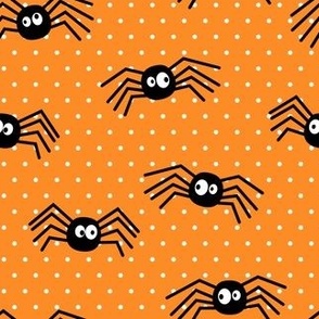 Cute Spiders - Halloween - orange polka dots - LAD19