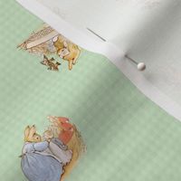 Beatrix Potter Peter Rabbit Toss - Moss Green Gingham - Small Scale