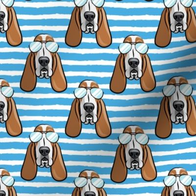 basset hound - sunnies - blue stripes - dogs wearing sunglasses - LAD19