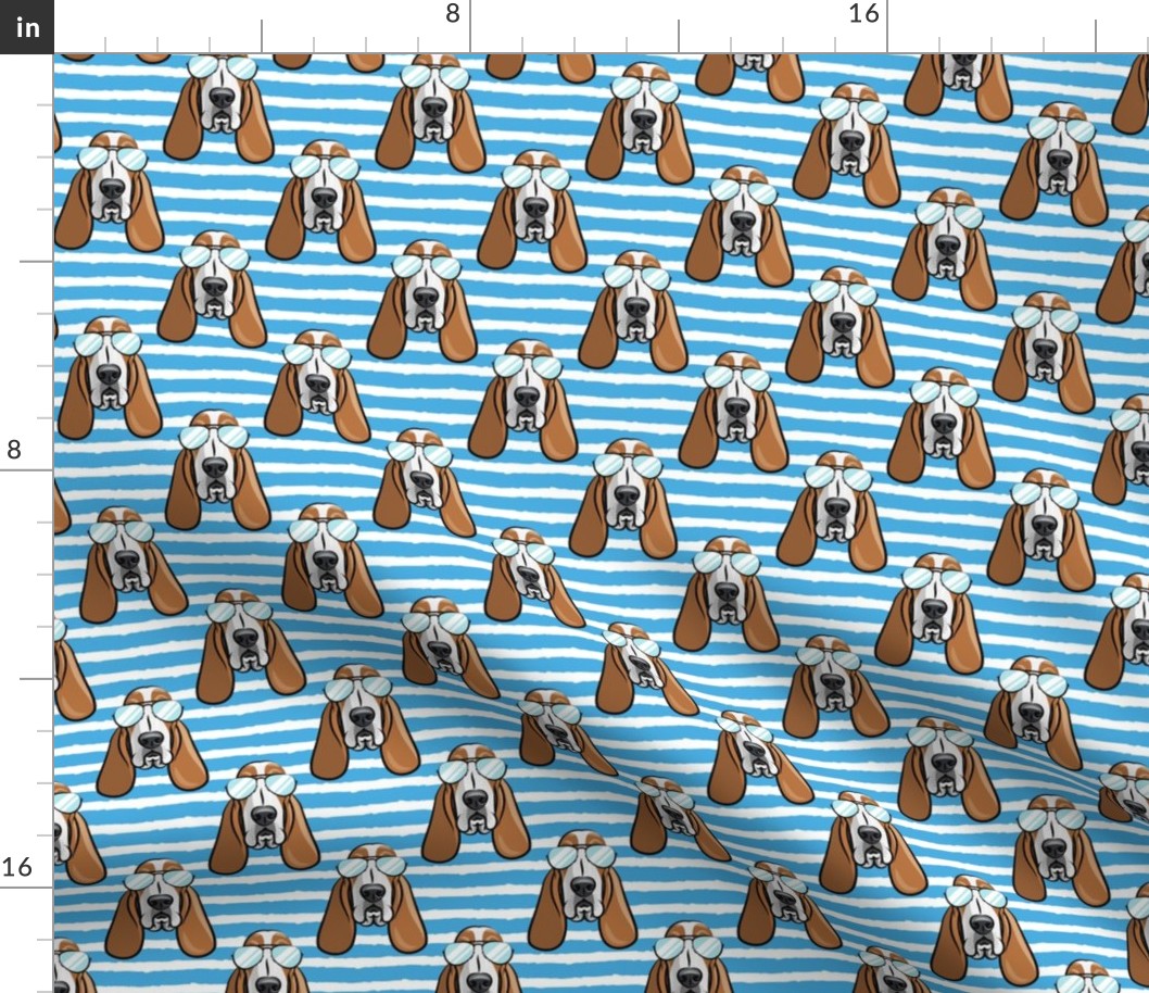 basset hound - sunnies - blue stripes - dogs wearing sunglasses - LAD19