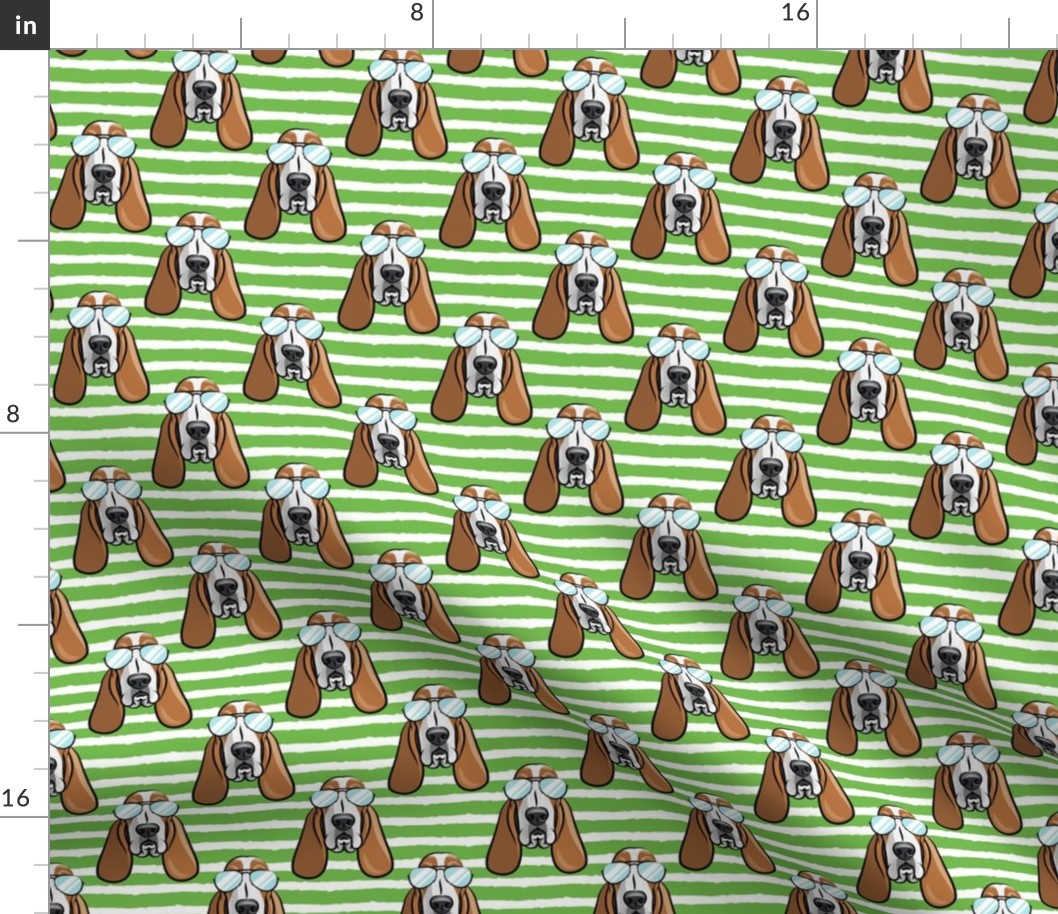 basset hound - sunnies - green stripes - dogs wearing sunglasses - LAD19