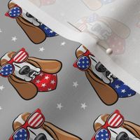 patriotic basset hound -  grey - stars and stripe - LAD19
