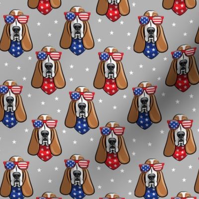 patriotic basset hound -  grey - stars and stripe - LAD19